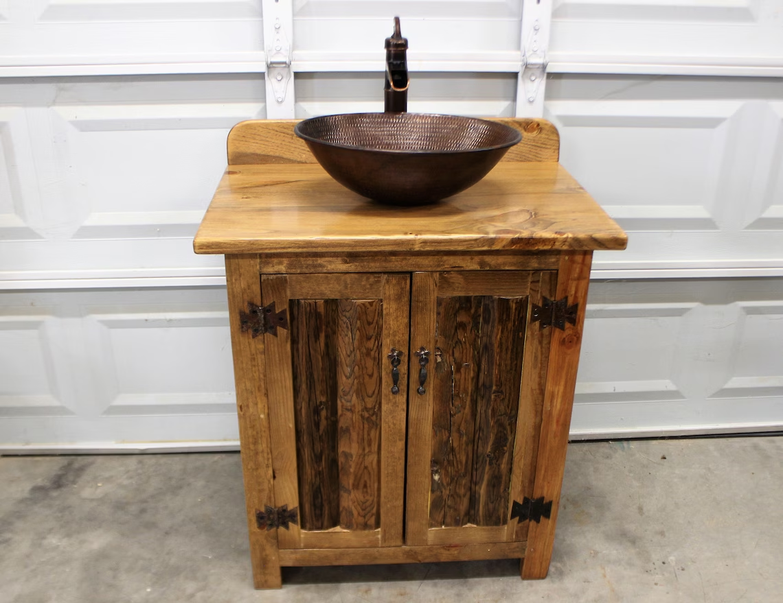 Rustic LOG Bathroom Vanity - 30
