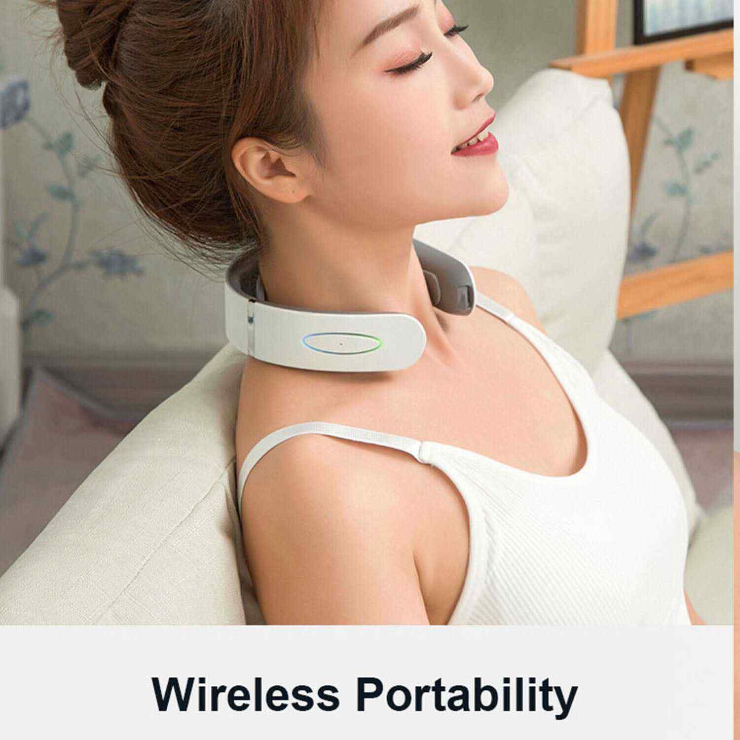 Neck Massager with Heat, Rechargeable, Pain Relief, Cordless Intelligent Neck Massage, 6 Modes Multi Levels Portable Deep Tissue Trigger Point Massager Car, Home, Outdoor, Office Lightweight 9 Speeds