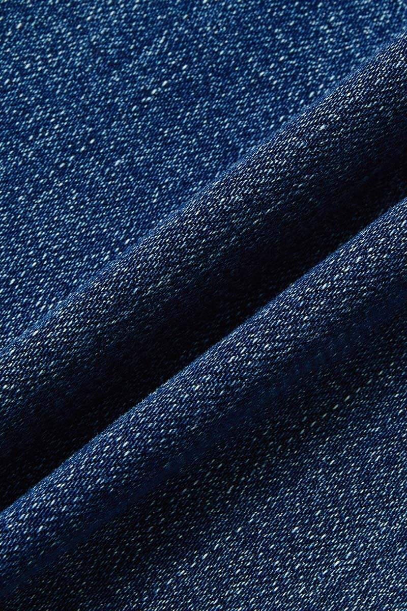 Roll Hem Wash Mid Waist Straight Leg Jeans