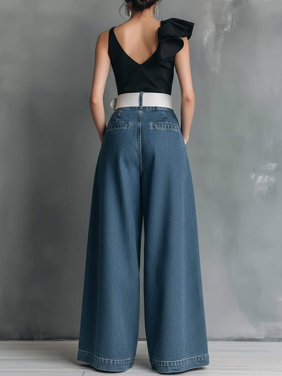 🔥Summer Arrivals🌟Women's High-waisted Casual Loose-fitting Wide-leg Jeans