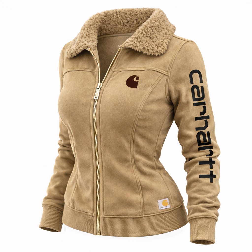 Carhartt Women’s Sherpa Collar Zip-Up Jacket – Slim Fit Fleece Lined Winter Coat