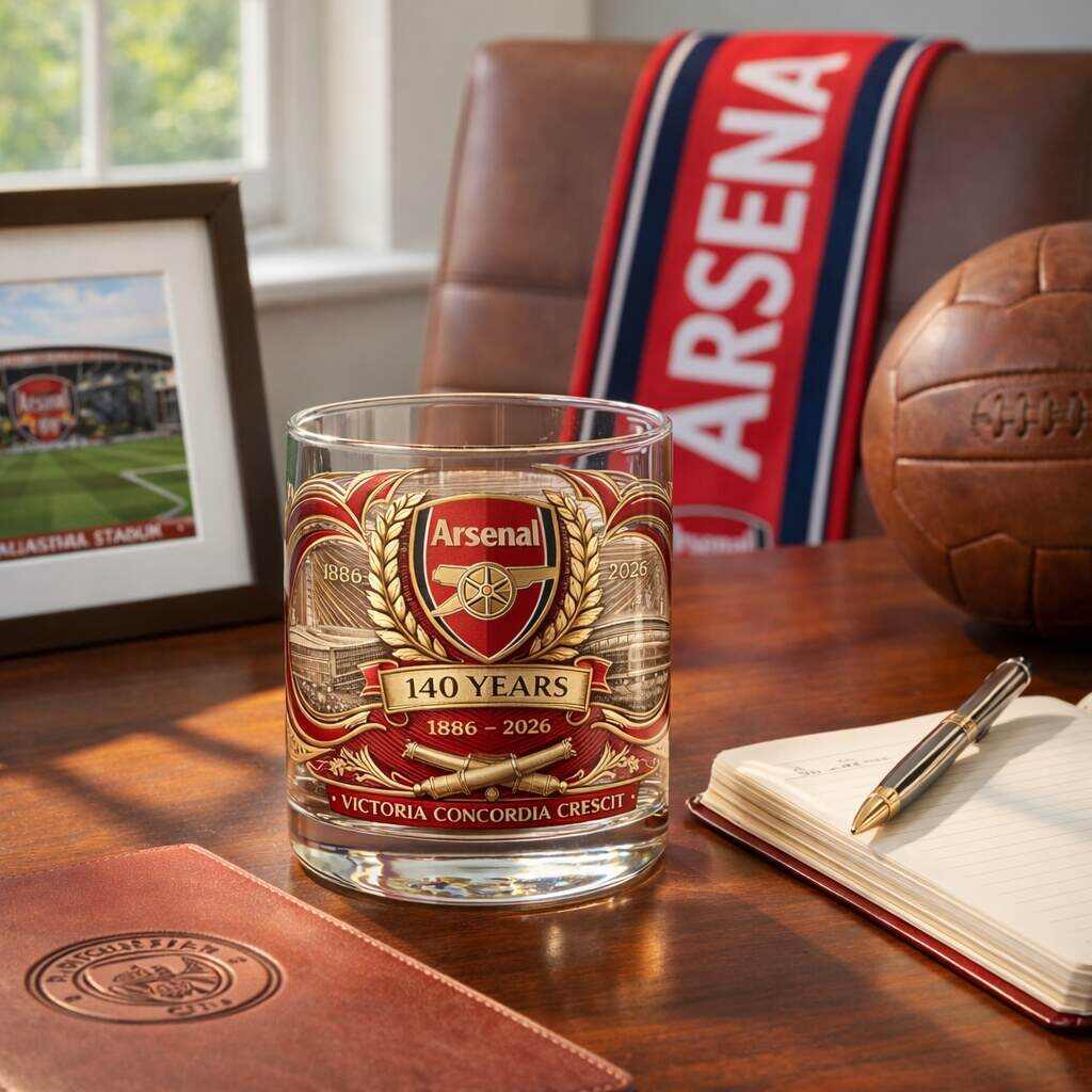 Arsenal FC 140th Anniversary Commemorative Whiskey Glass (1886–2026)