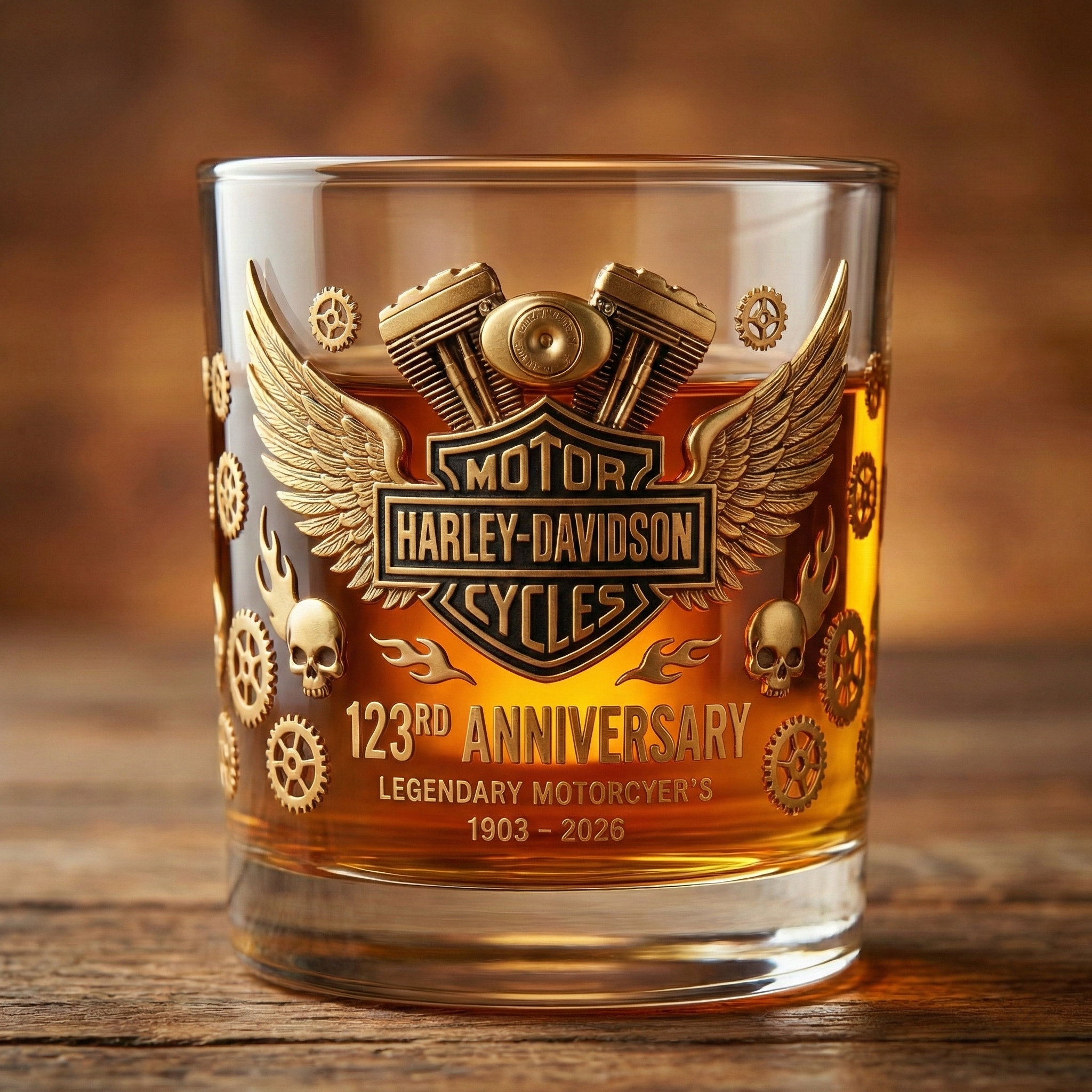 Harley-Davidson 123rd Anniversary Whiskey Glass