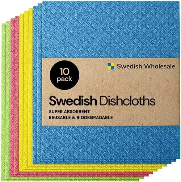Swedish Wholesale Swedish DishCloths for Kitchen- 10 Pack Reusable Paper Towels for Counters & Dishes - Eco Friendly Cellulose Sponge Cloth - Assorted