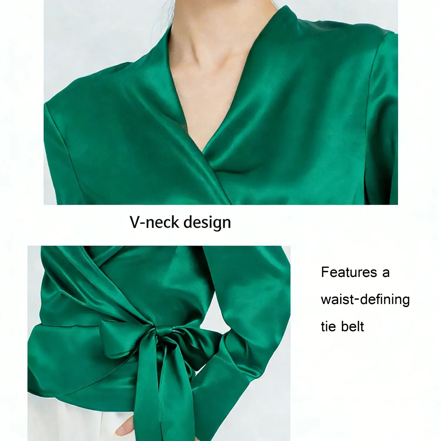 Women's Waist Strap Silk Blouse