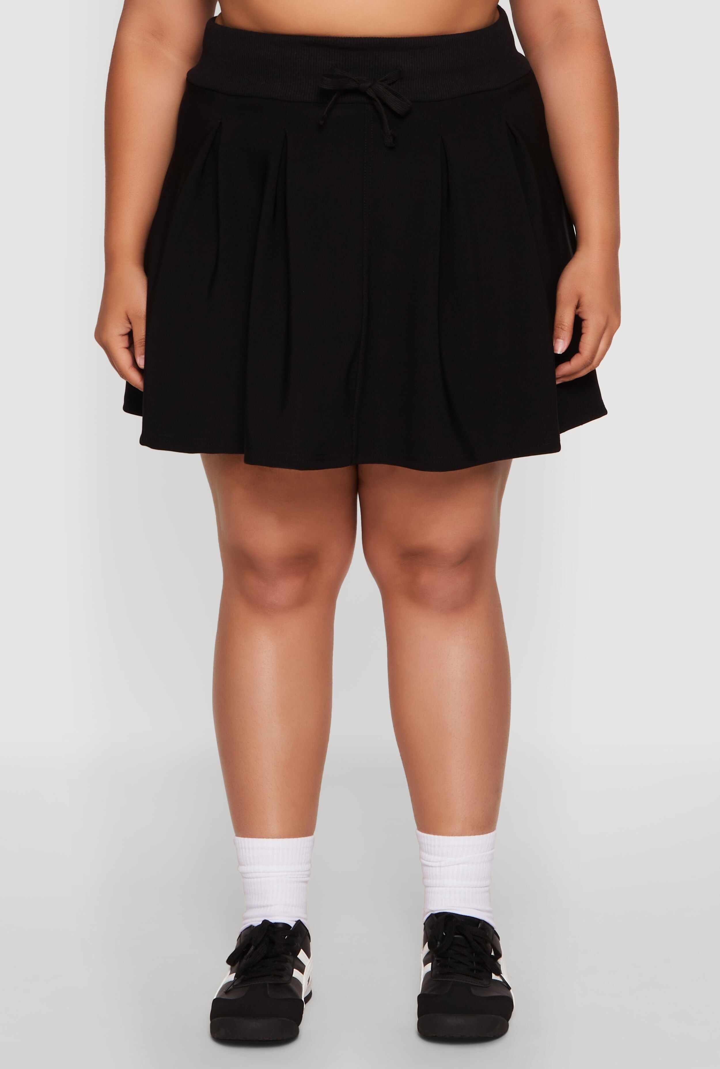 Plus Size Pleated High Waisted Circle Skirt