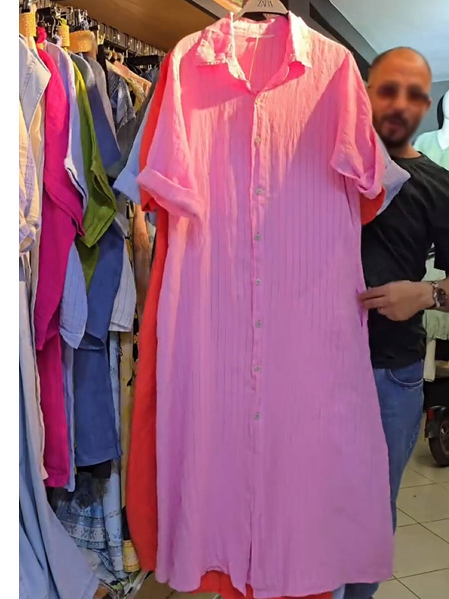 🔥Summer Arrivals🌟Women's Loose Casual Striped Cotton and Linen Shirt Dress