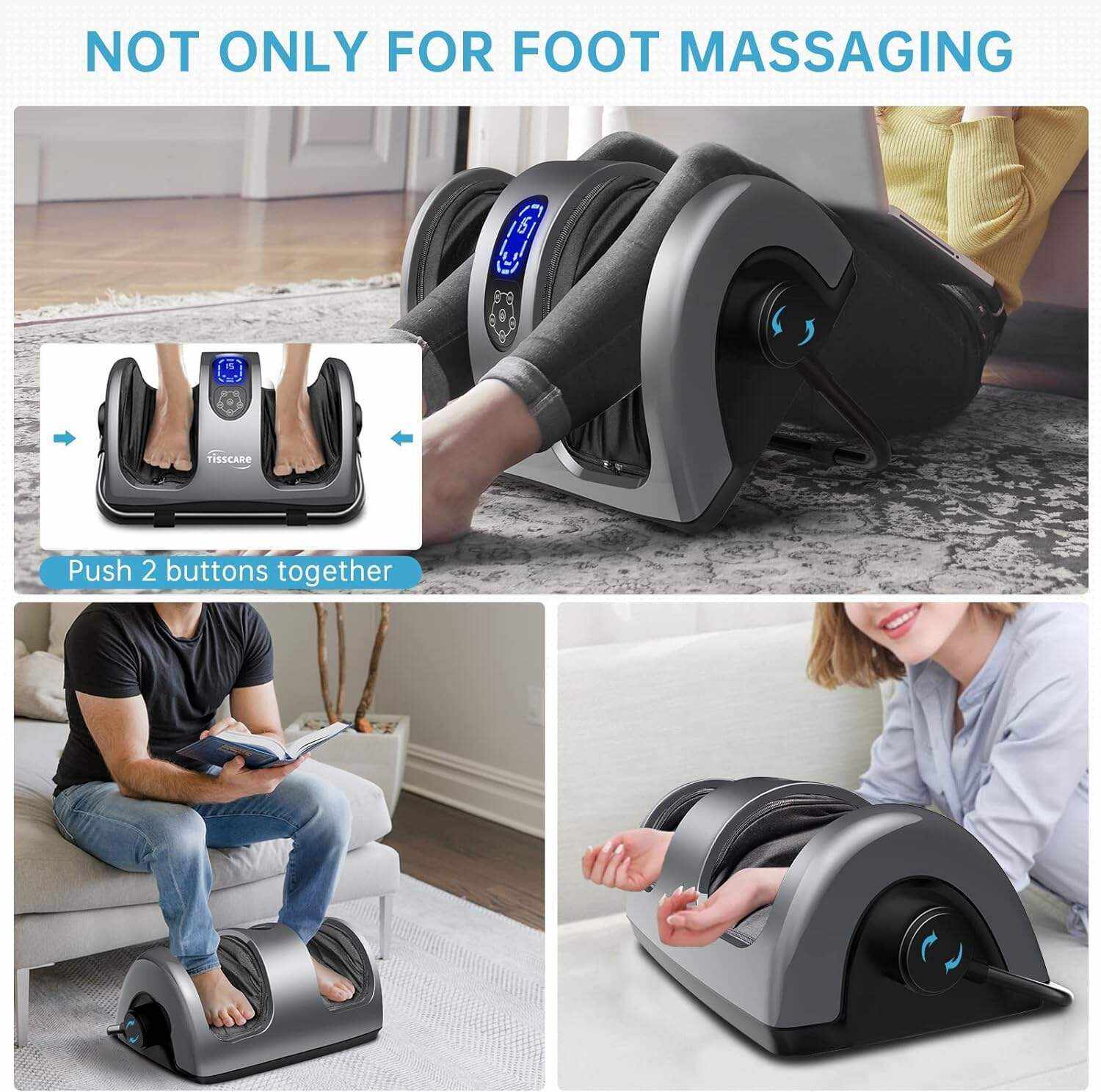 TiSSCARE Shiatsu Massage Foot Massager Machine - Improves Blood Flow Circulation, Deep Kneading & Tissue with Heat/Remote, Neuropathy, Plantar Fasciitis, Diabetics, Pain Relief
