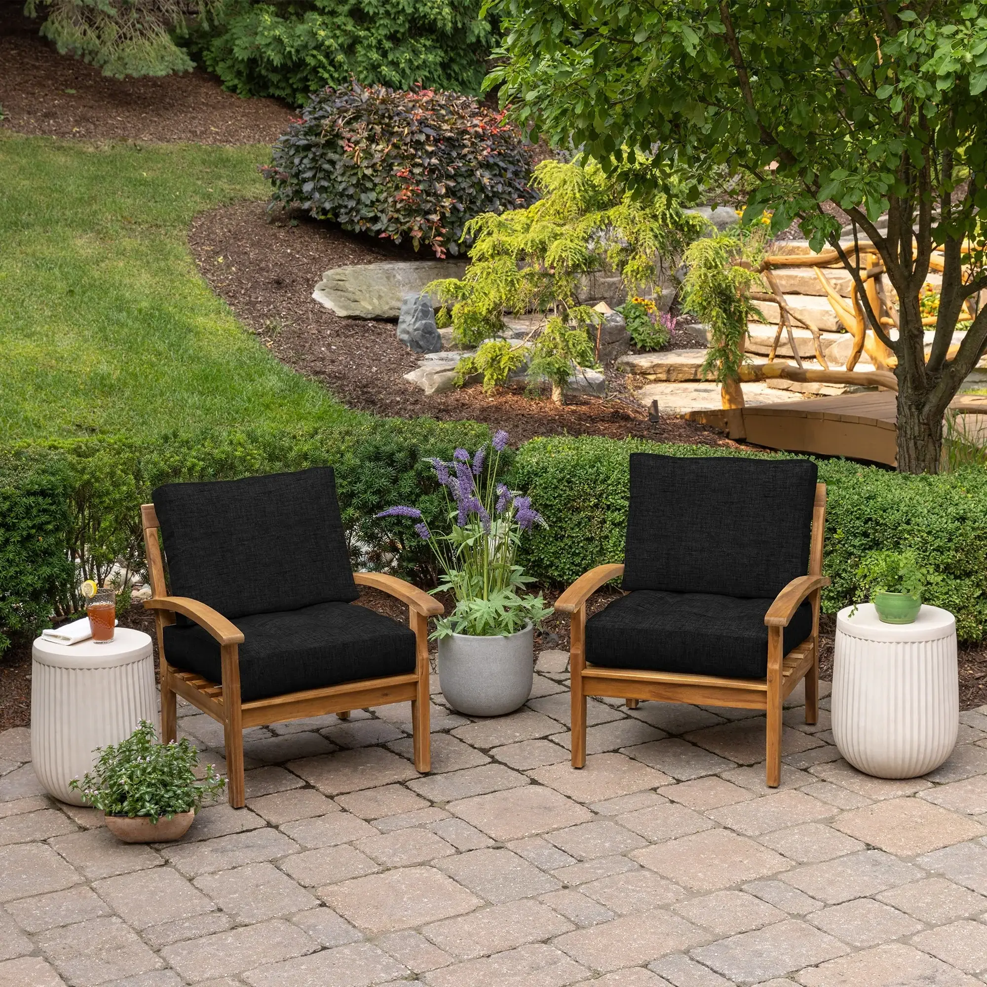 ARDEN Outdoor Plush Modern Tufted Blowfill Deep Seat Set, 24 x 24