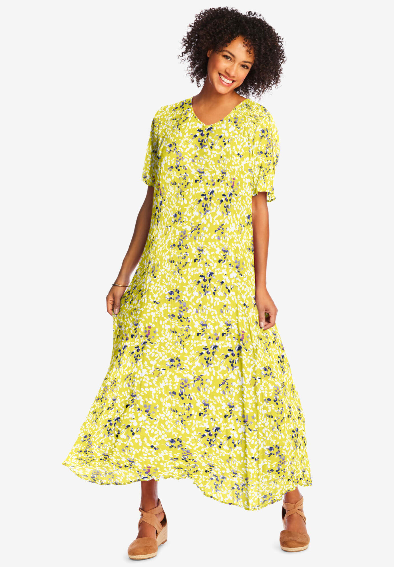 Short-Sleeve Crinkle Dress