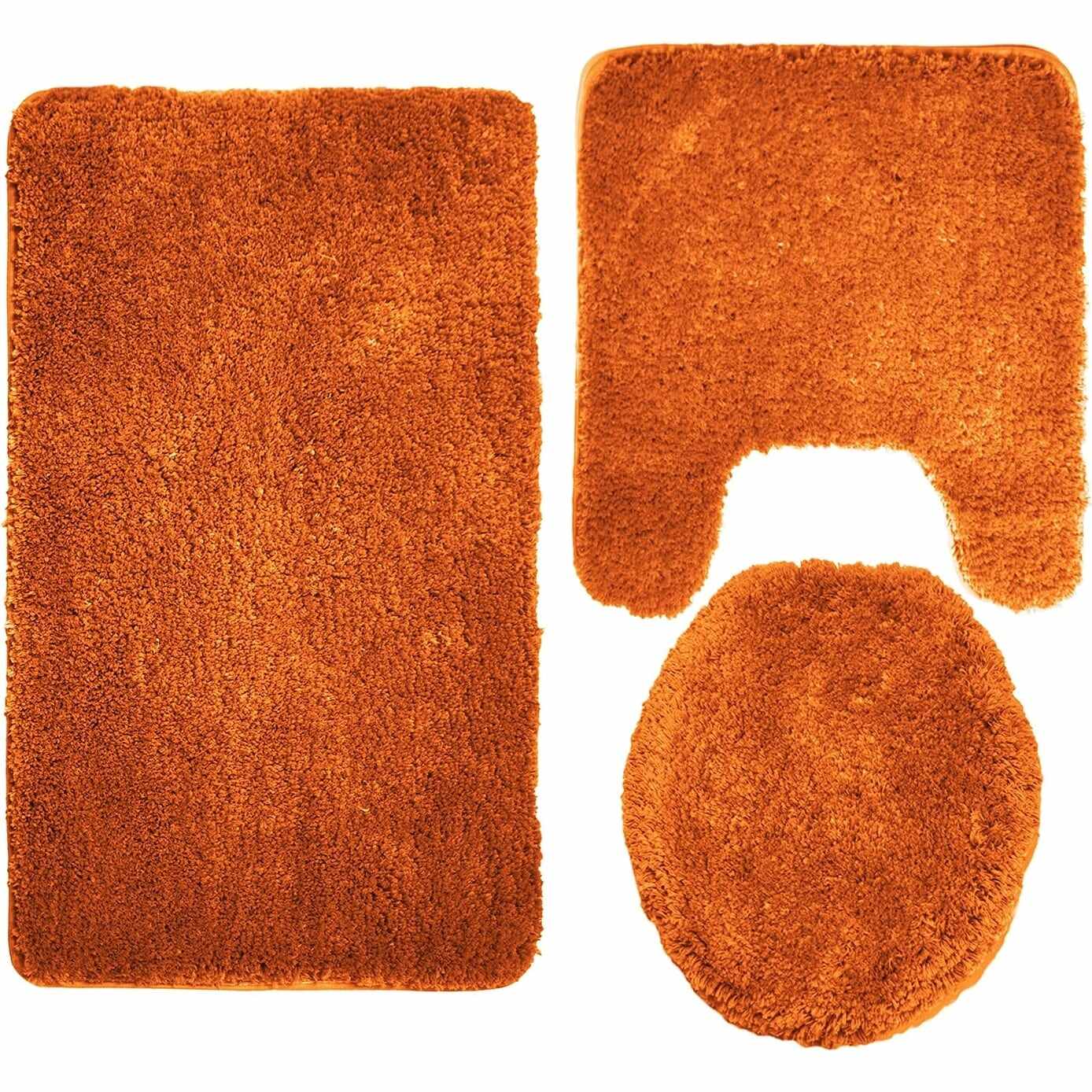 Queen Mary 3 Piece Bathroom Rug Set, Luxury Soft Plush Bath Mat, Contour Rug, Lid Cover, Non-Slip