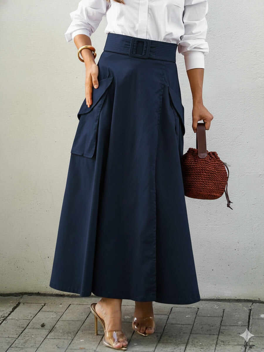 🔥Summer Arrivals🌟Comfortable Pocket Linen And Cotton A-line Skirt