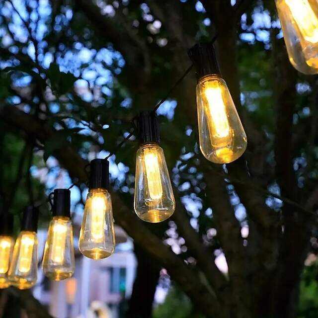 Solar Outdoor String Lights 20 Vintage Bulbs 5M 16.4FT for Camping Patio