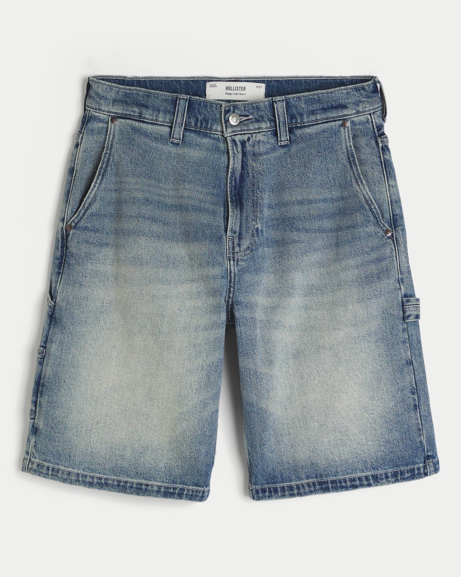 Washed Black Baggy Denim Shorts