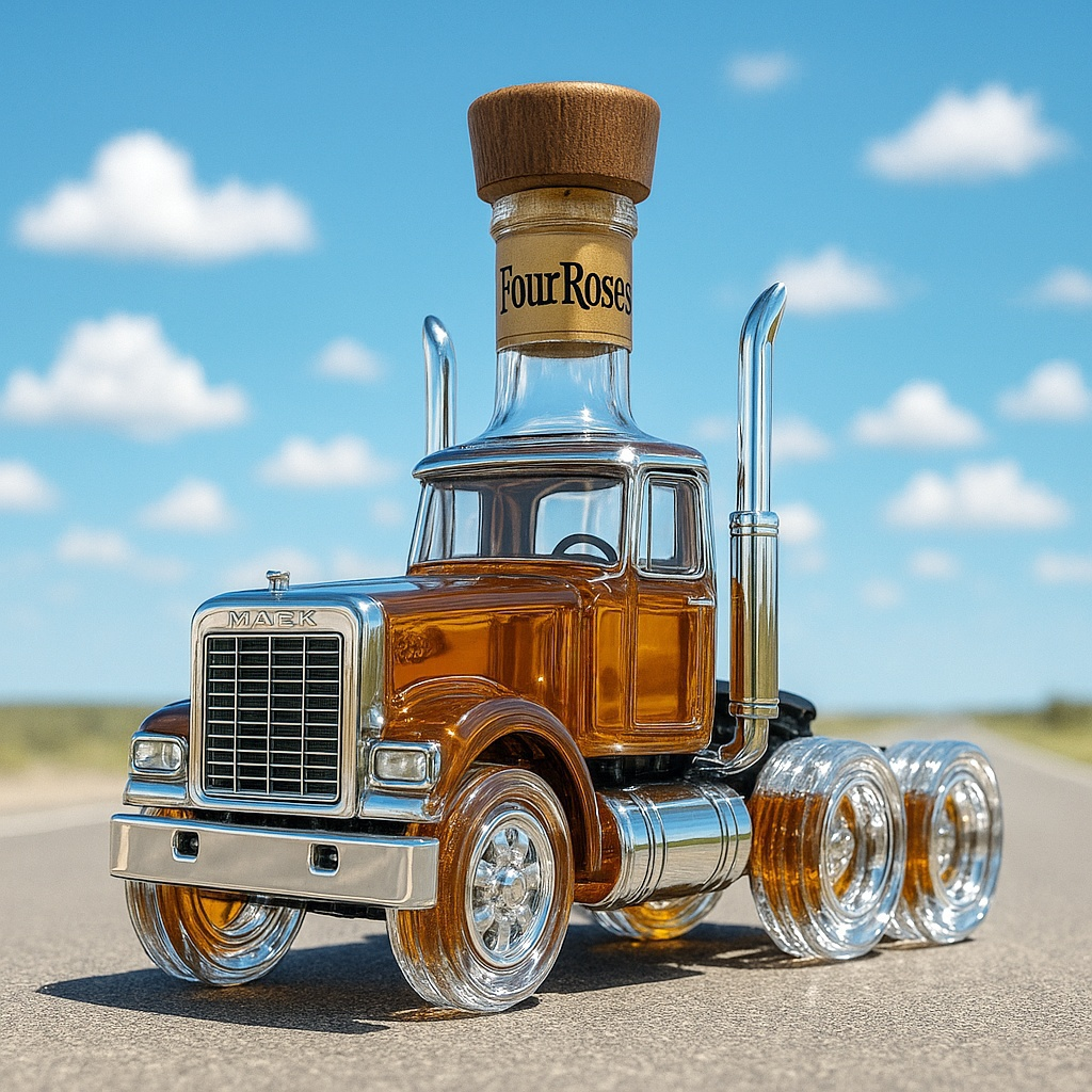 1980s Mack Super-Liner II Whiskey Bottle