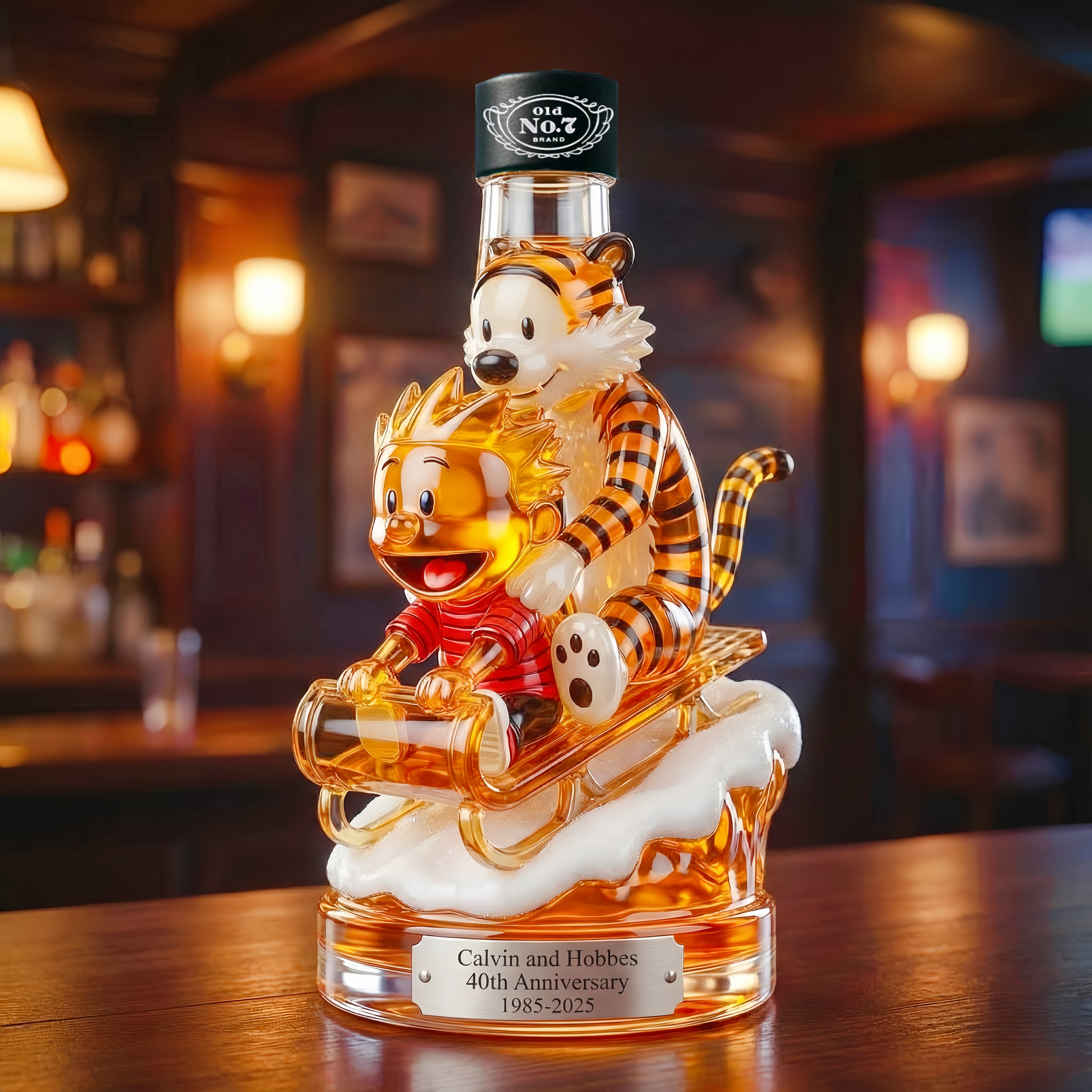Calvin and Hobbes 40th Anniversary Commemorative Whiskey Bottle