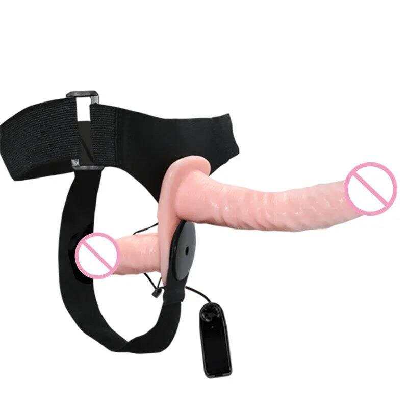 Double Penis Realistic Dildo Vibrator: Ultra Elastic Strap-On Harness for Women - Adult Sex Toy for Lesbians