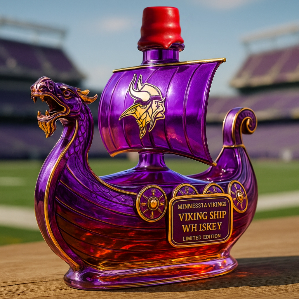 Minnesota Vikings Dragon‑Head Longship Whiskey Bottle