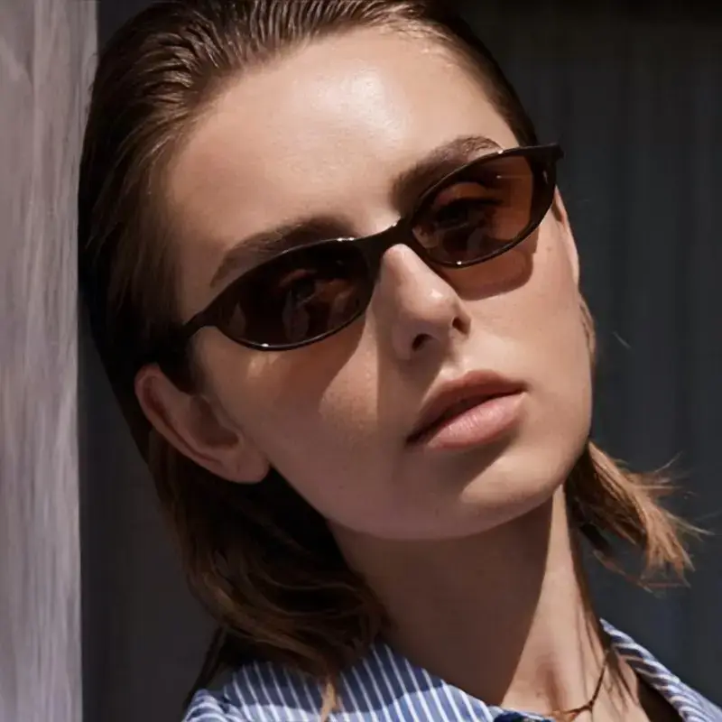 3 PCS Retro Oval Sunglasses for Women Chic Cat Eye 90s Sunnies Lightweight Narrow Shades Trendy UV Protection Sunglasses Vintage Rich Girl Sunglasses Women Sunglasseswomen summerwins