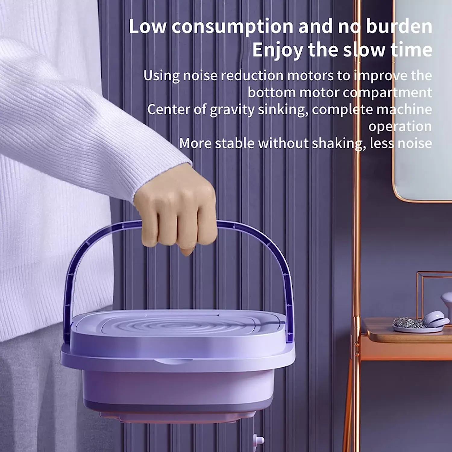 Portable Washing Machine, High Capacity Mini Washer with 3 Modes Deep Cleaning Half Automatic Washt, Foldable Washing Machine with Soft Spin Dry for Socks, Baby Clothes, Towels, Delicate Items (Purple)