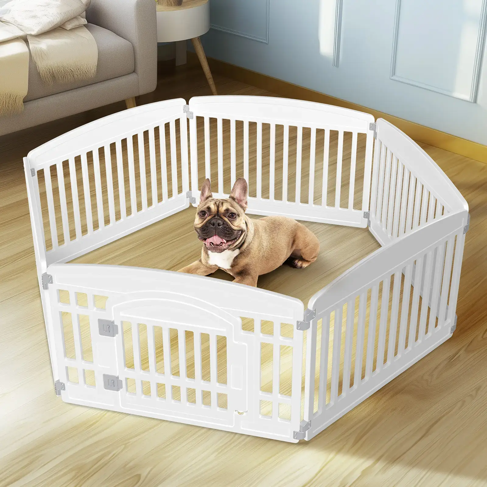【Deals for You Days】Plastic Pet Playpen - Portable Puppy Fence, Durable Puppy Exercise Pen with Lockable Playpen Gate, Non-Slip Bottom, for Indoor & Outdoor Use, Playpen Gate Playpens