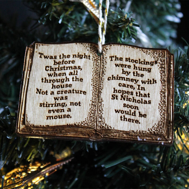 Night Before Christmas Bauble Book Vintage Poem Ornament