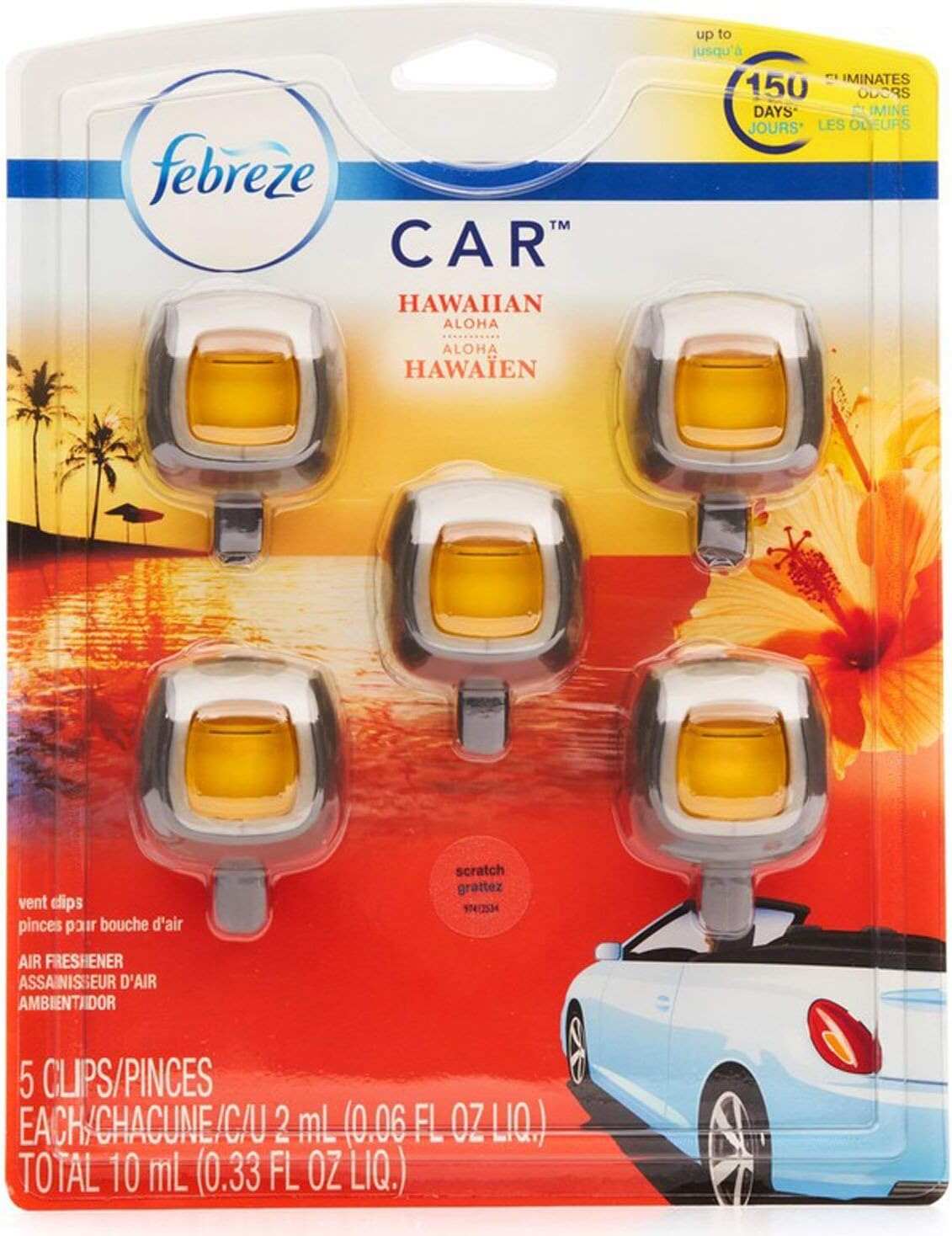 Febreze Car Air Fresheners, New Car Scent, Odor Eliminator for Strong Odors Car Vent Clips (2 Count)