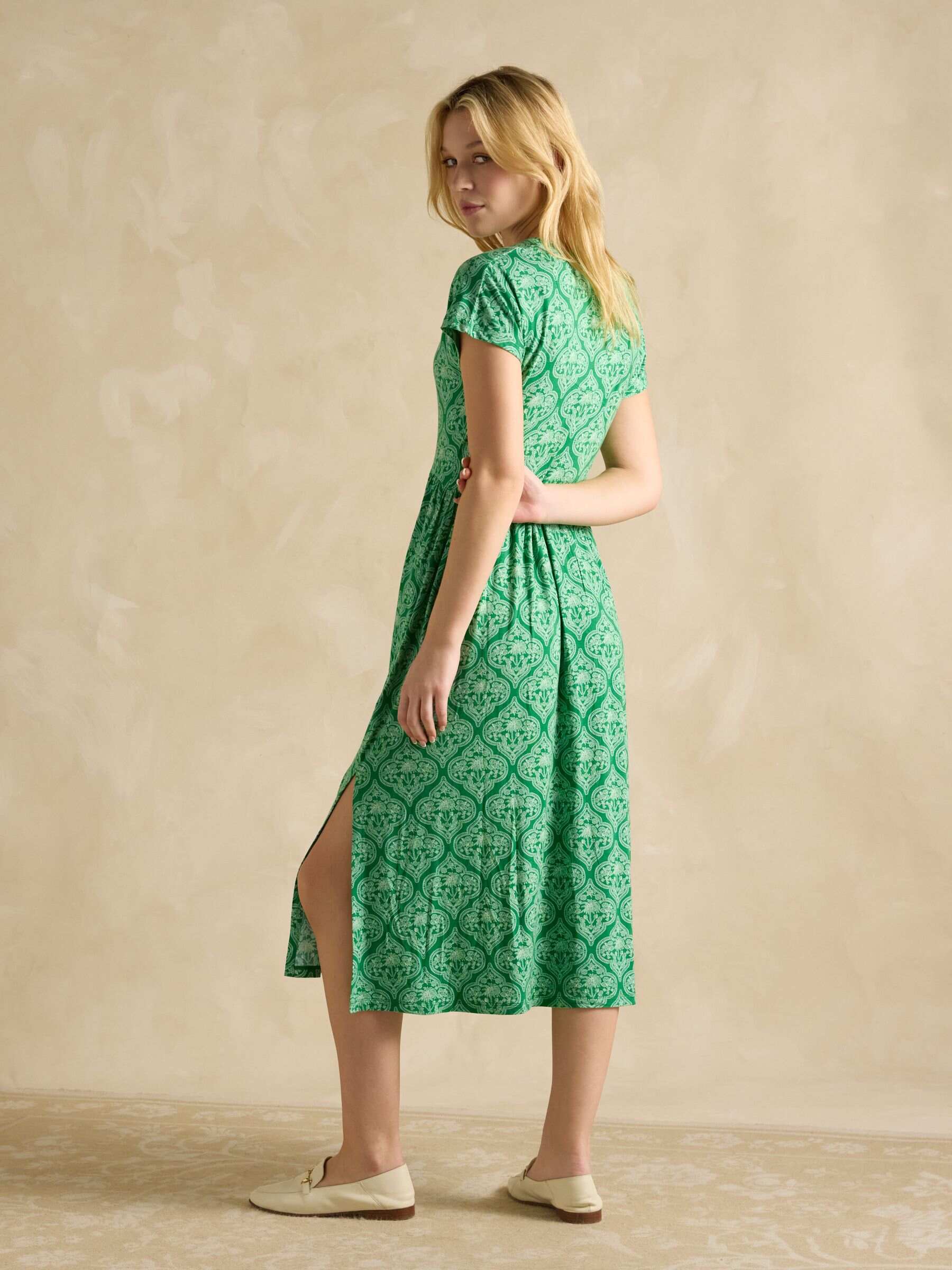 Nia Green V-Neck Dress