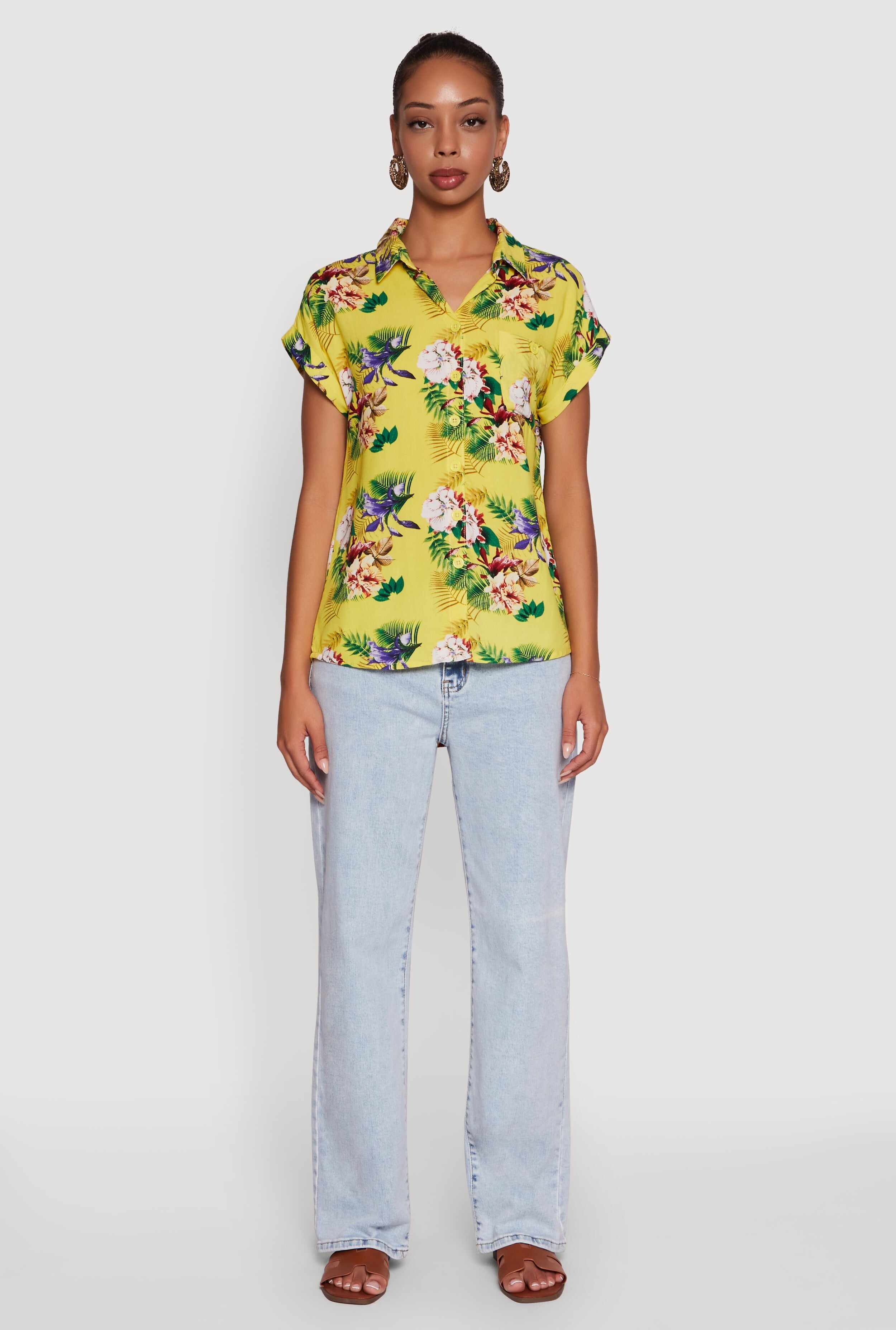 Printed Pattern Button Front Shirt
