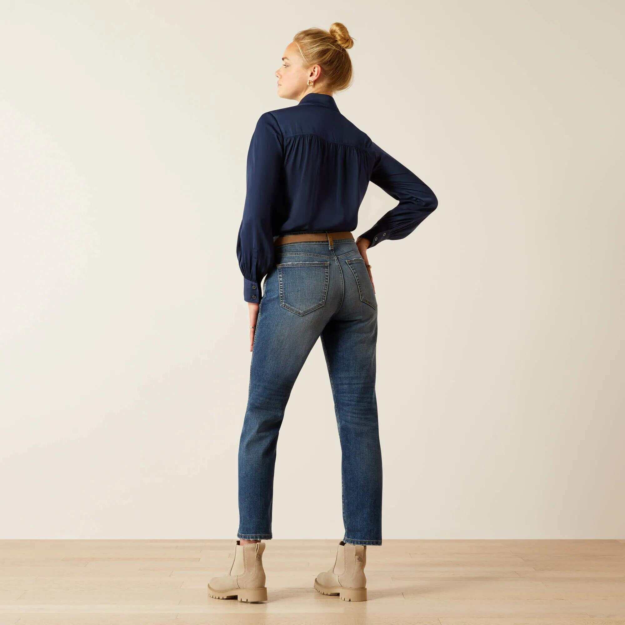 High Rise Bridle Slim Straight Leg Jeans