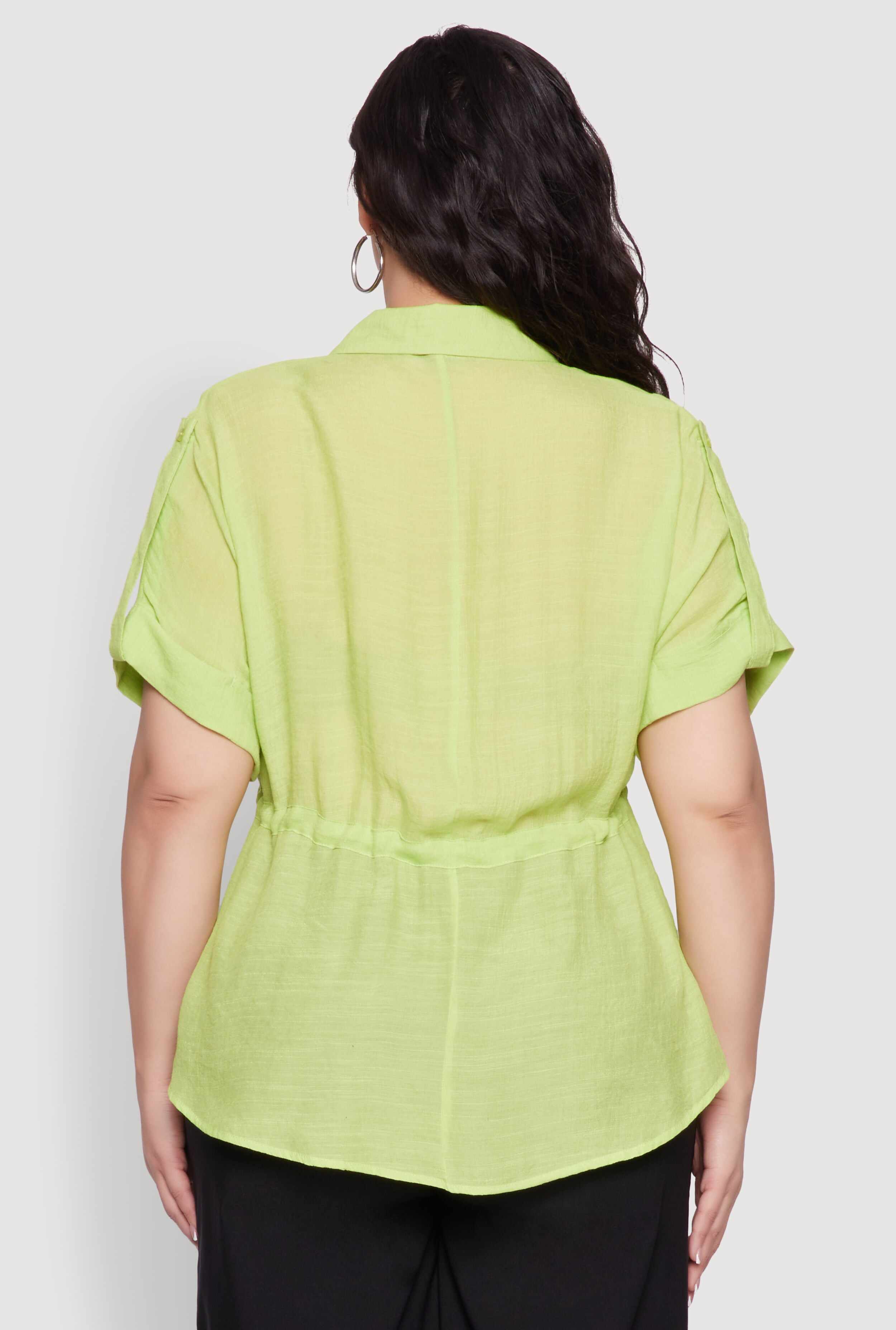 Plus Size Drawstring Waist Shirt