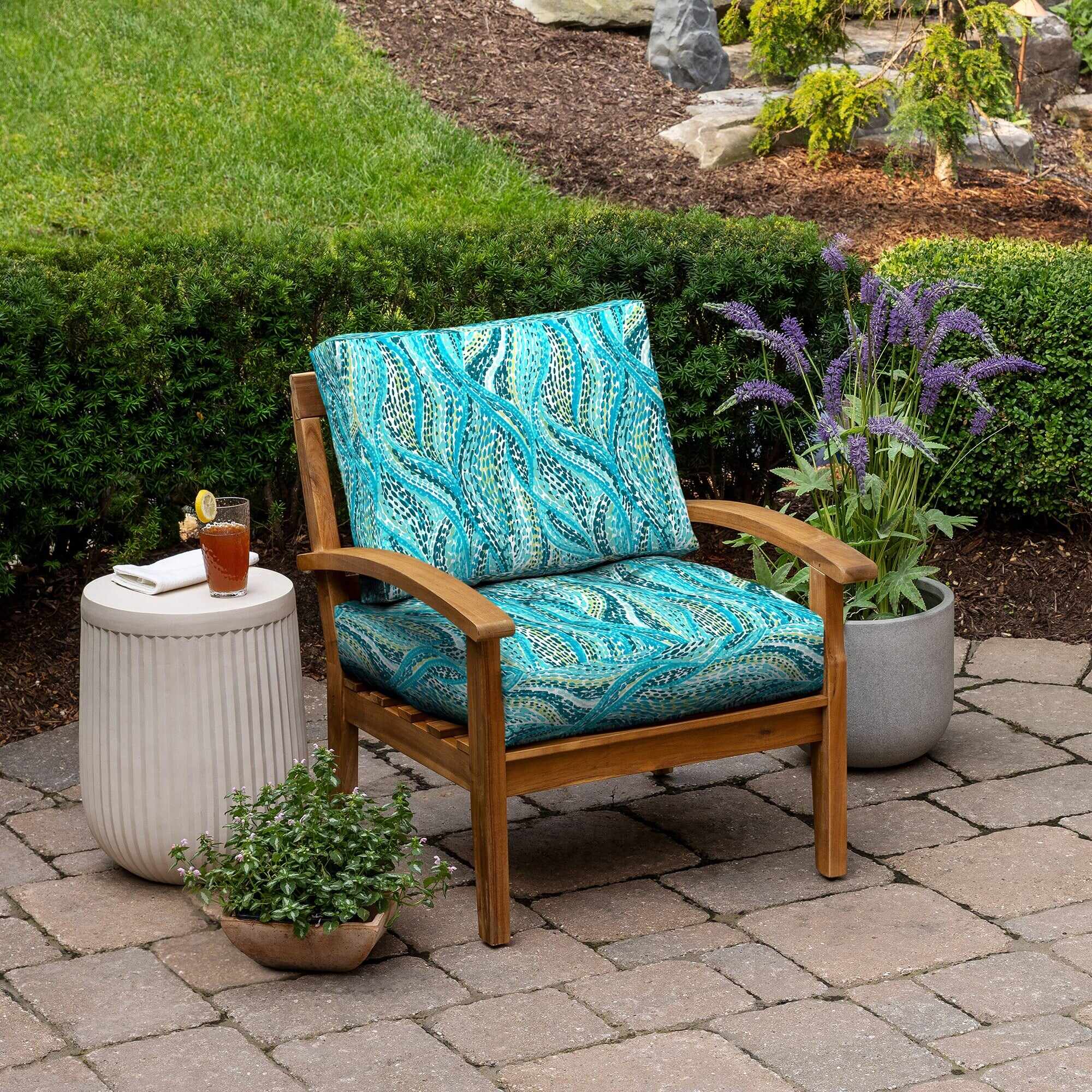 ARDEN Outdoor Plush Modern Tufted Blowfill Deep Seat Set, 24 x 24