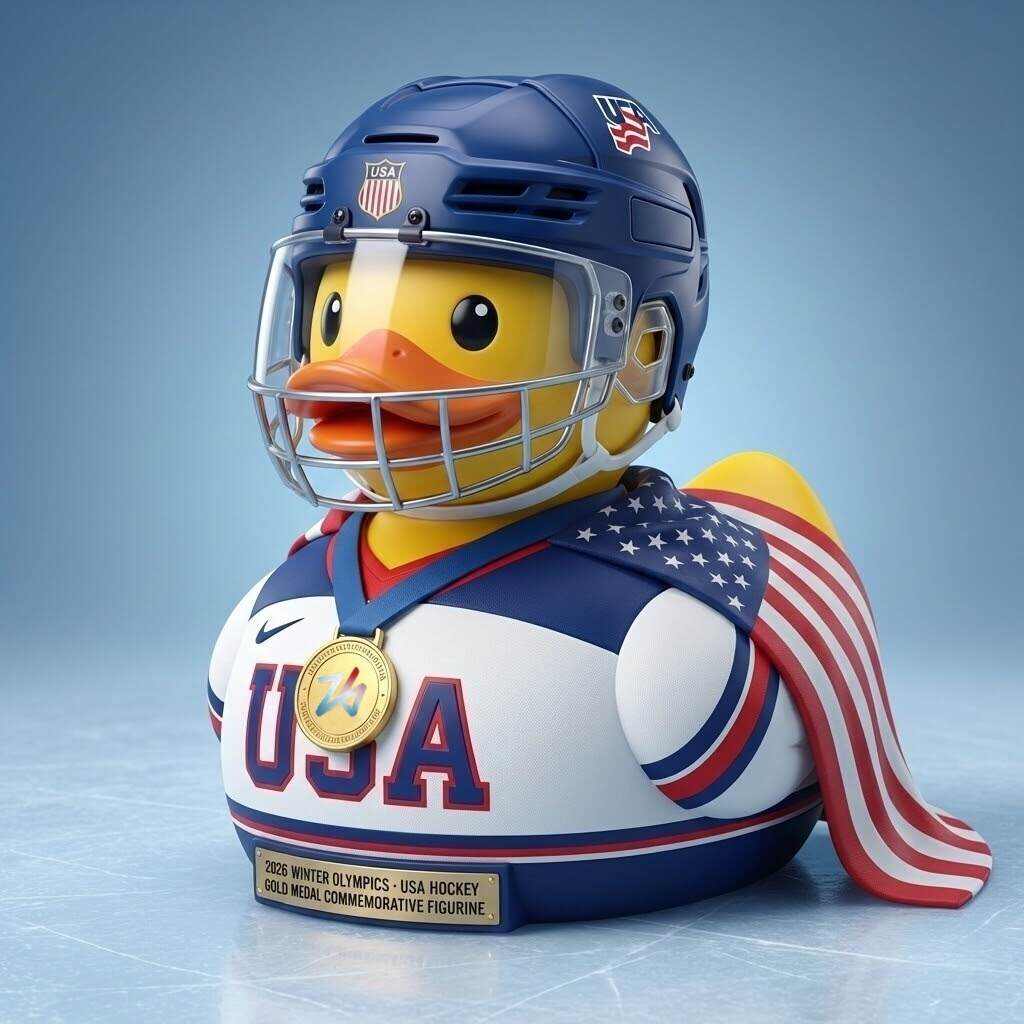 2026 Milan Olympics Team USA HOCKEY Gold Medal Commemorative Duck Figurine