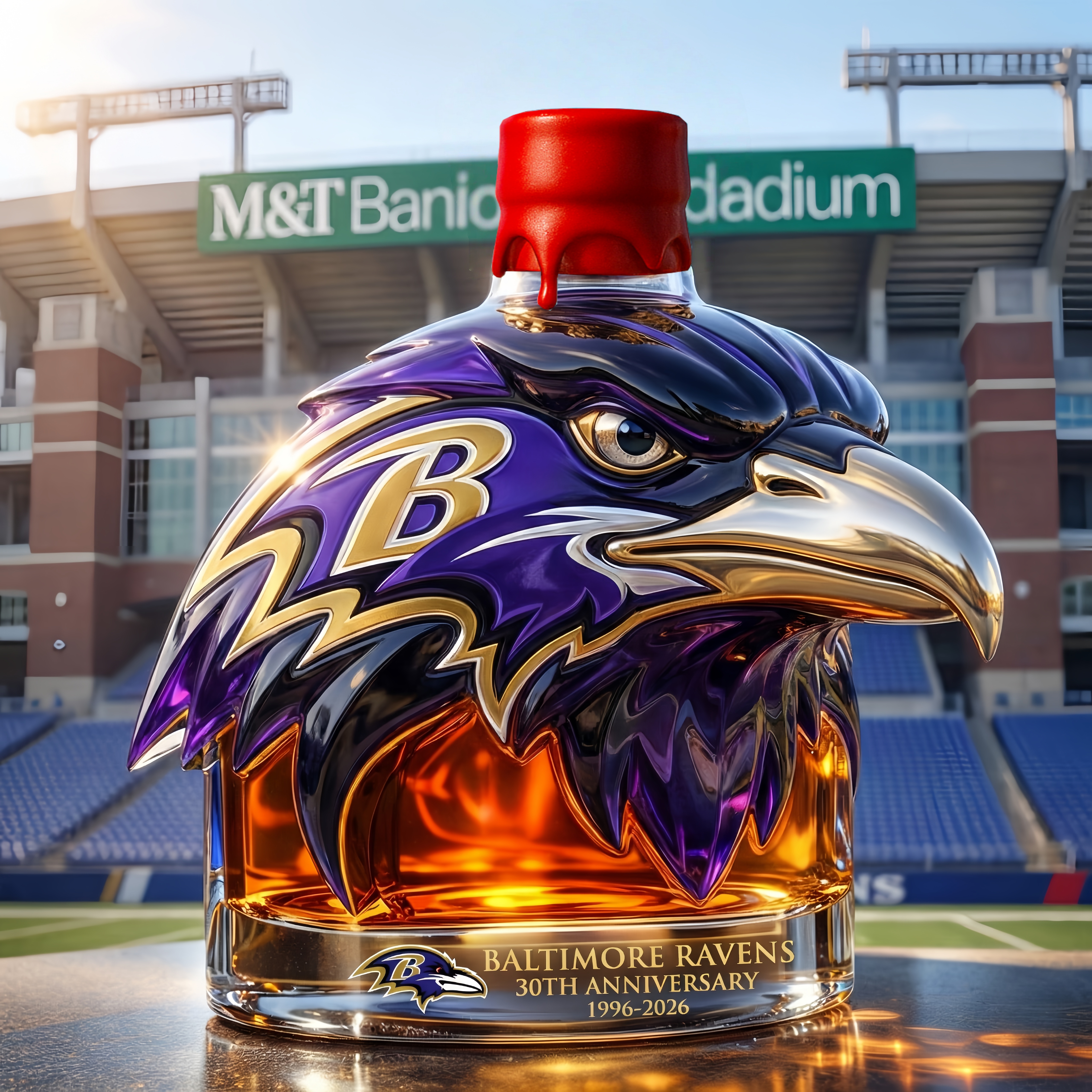 Baltimore Ravens 30th Anniversary Commemorative Whiskey Bottle