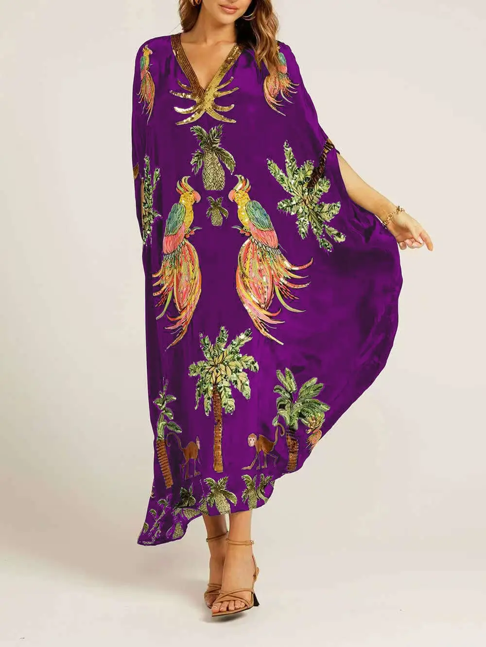 V-neck Printed Loose Fashion Dress