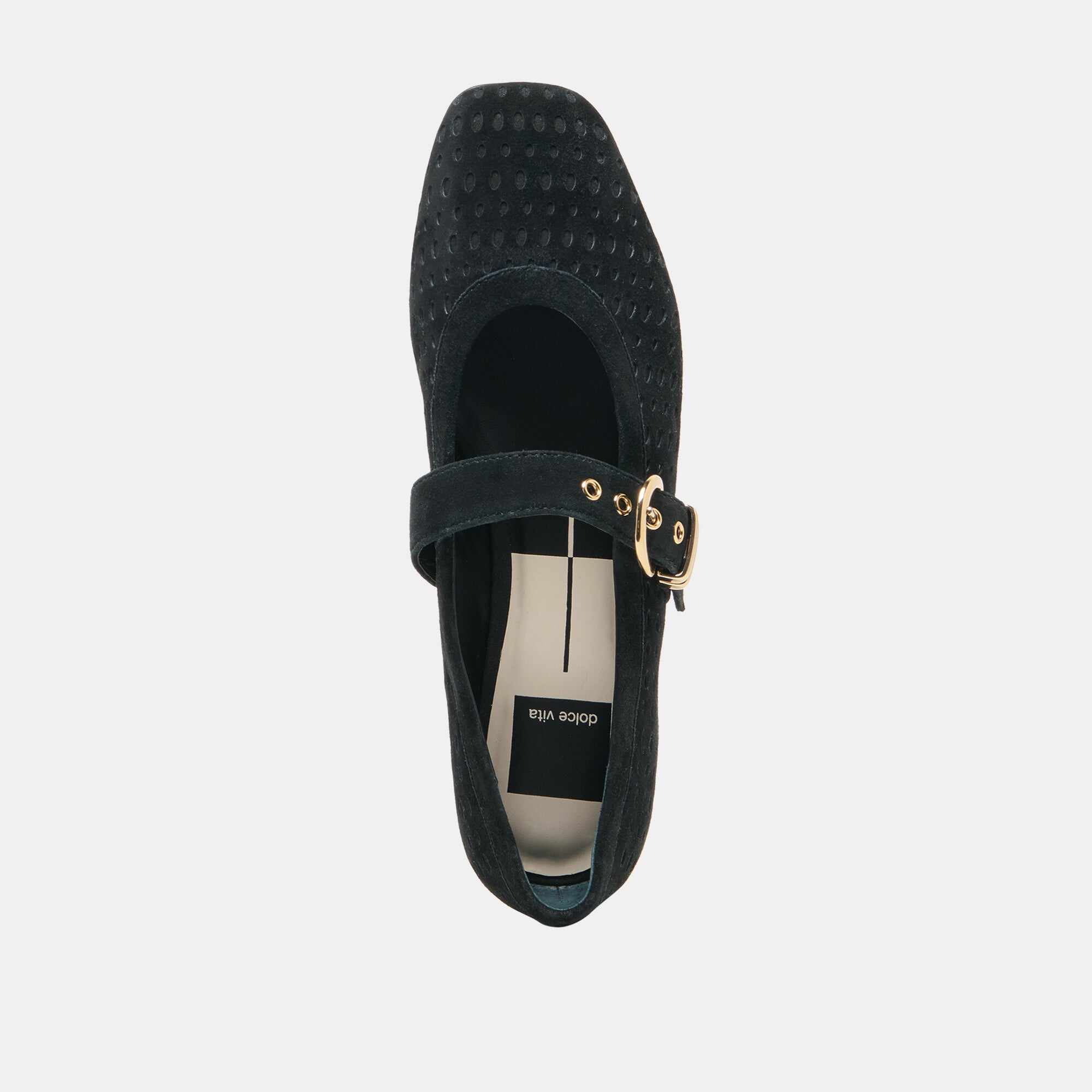 MIKELA BALLET FLATS ONYX PERFORATED SUEDE