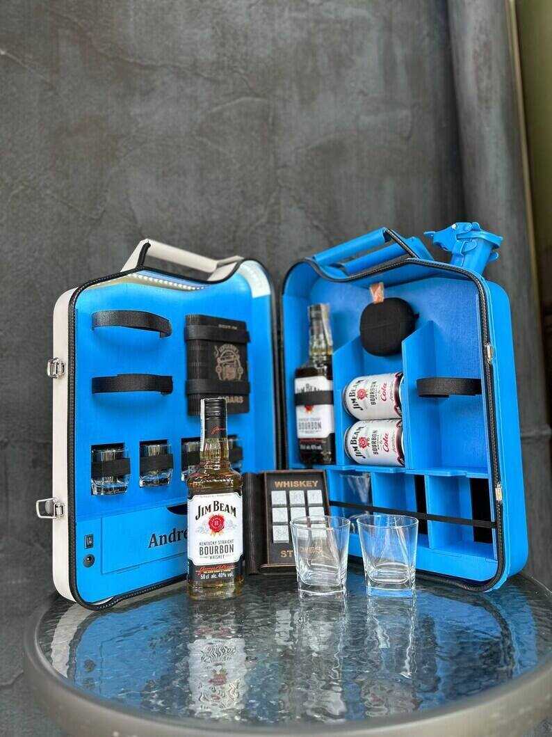 20 L Jerry Can Mini Bar With Bluetooth Speaker, Two Color Canister, Custom Fuel Bar, Gift For Him, Kanister Bar, Personalized Travel Bar Set