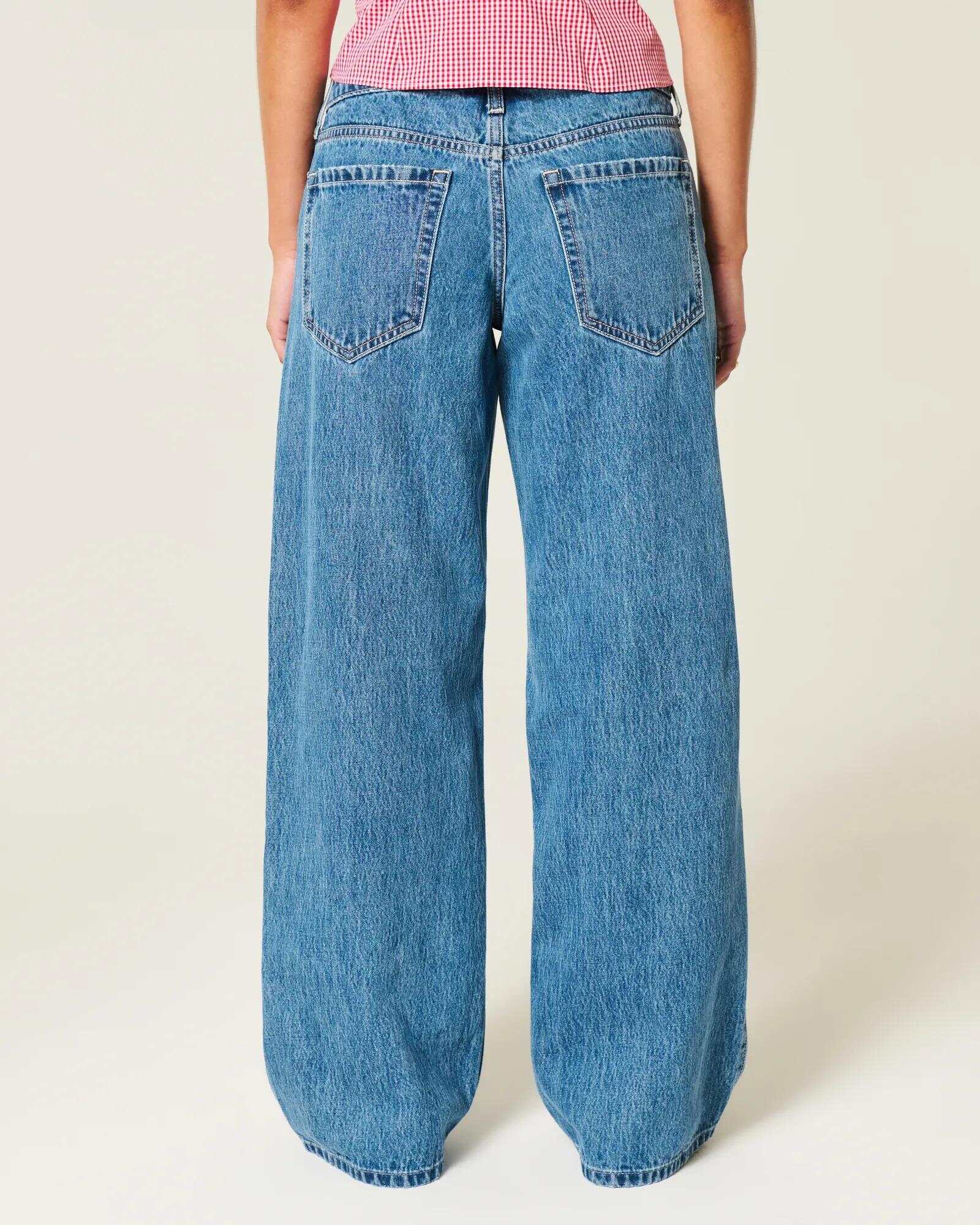 Low-Rise Dark Wash Baggy Jeans