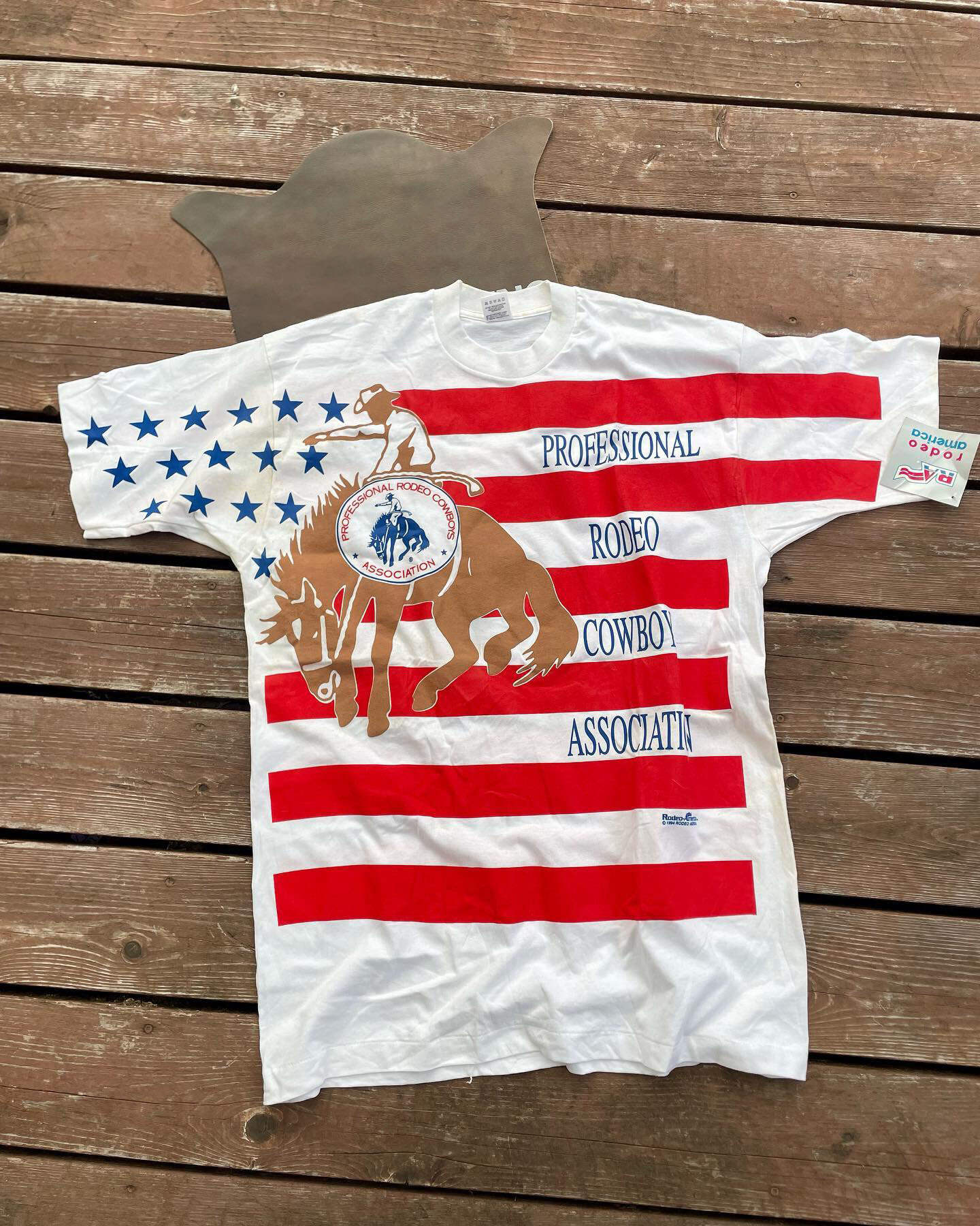 Men's Casual Western Flag Denim Print Short Sleeve