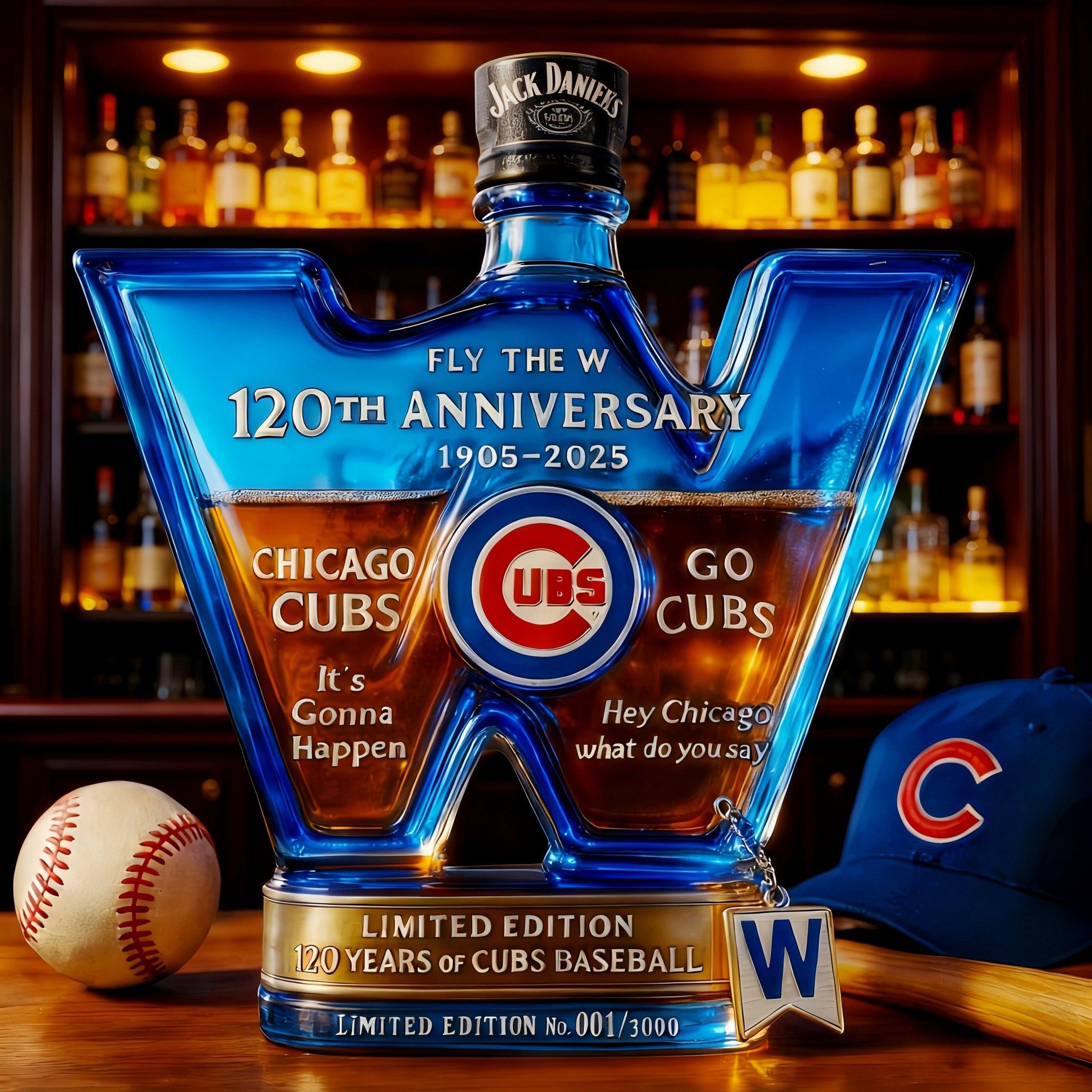 Chicago Cubs 120th Anniversary “Fly The W” Whiskey Decanter