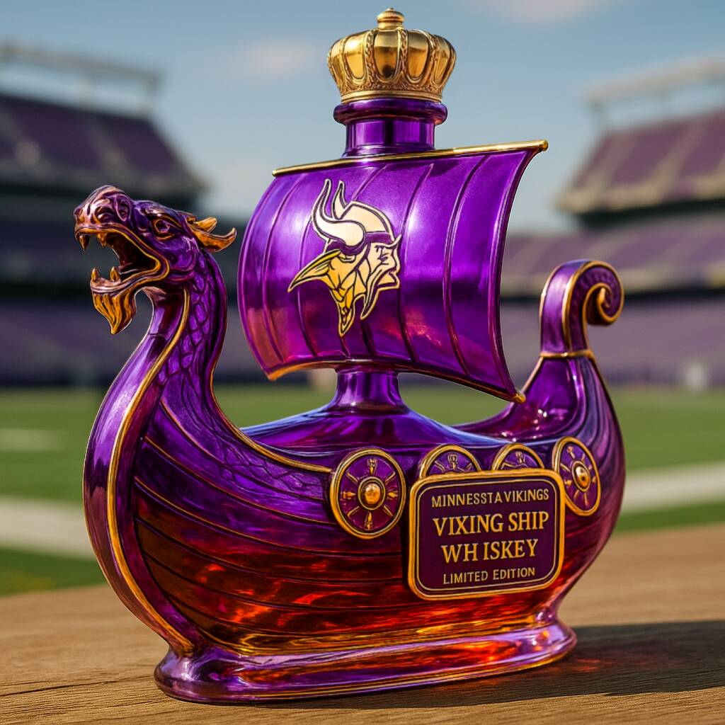 Minnesota Vikings Dragon‑Head Longship Whiskey Bottle