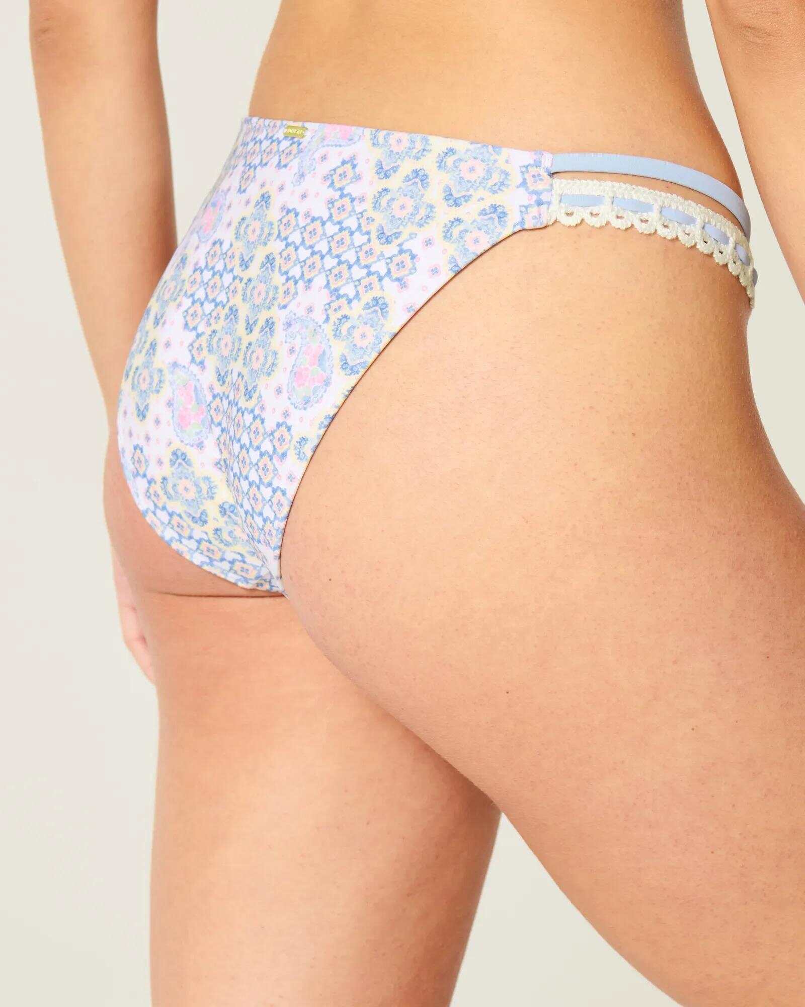 Crochet-Style Trim Double-Strap Cheeky Bikini Bottom