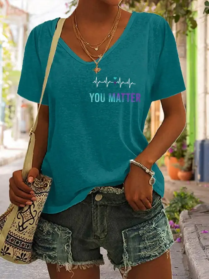 Women'S In A World Where You Can Be Anything Be Kind Suicide Prevention Awareness  Print T-Shirt