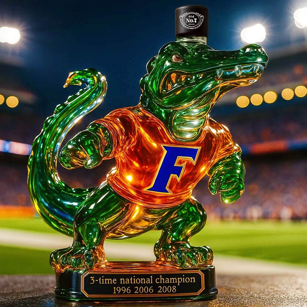 Florida Gators 3 Time National Champion Whiskey Bottle