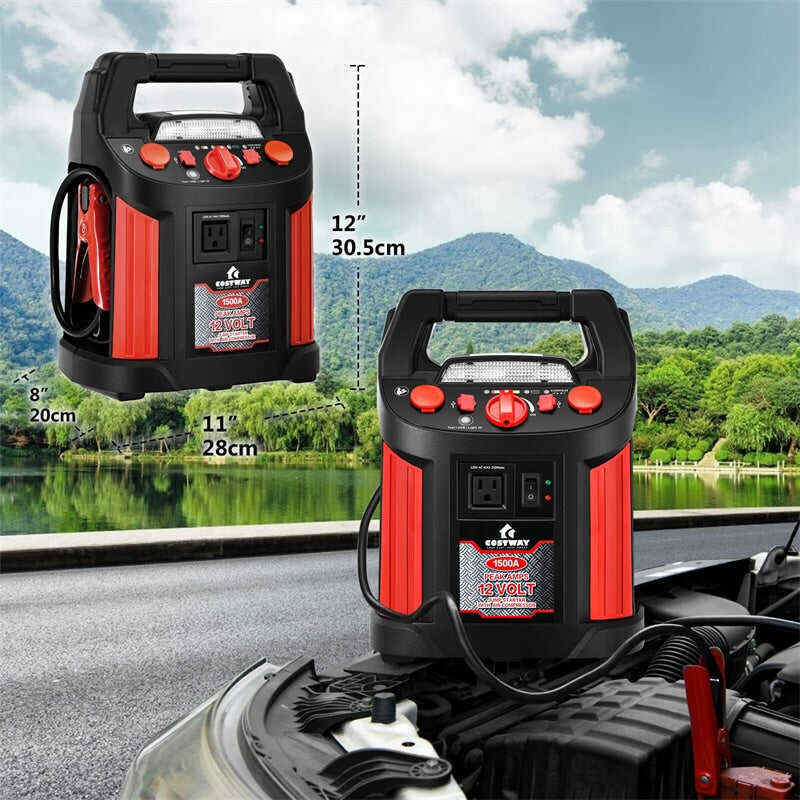 Portable Car Jump Starter 180 PSI Air Compressor Portable Power Bank Charger with LED Flashlight DC Outlet