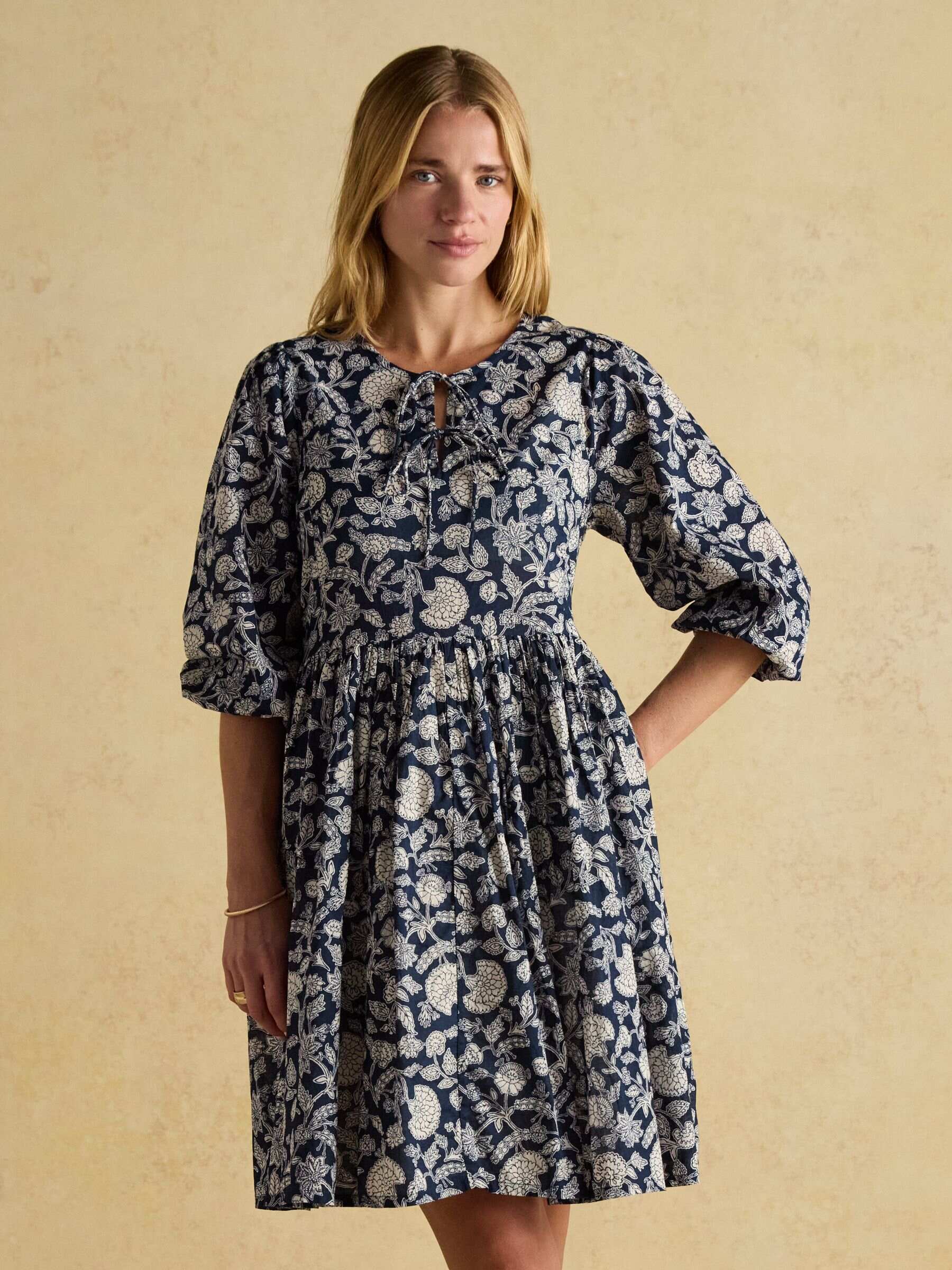Nelly Navy Tie Front Dress