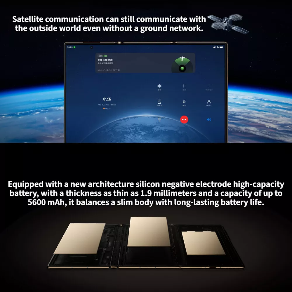 With the world’s first 3-fold smartphone! Tri-fold Screen Smartphone 16GB+1TB Quad Camera Bluetooth  5.2