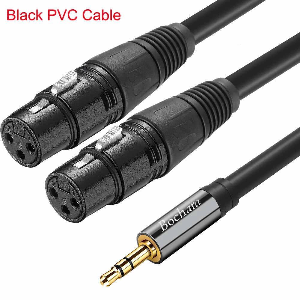 Bochara 3.5mm TRS to Dual XLR Female Stereo Cable for MVAVE