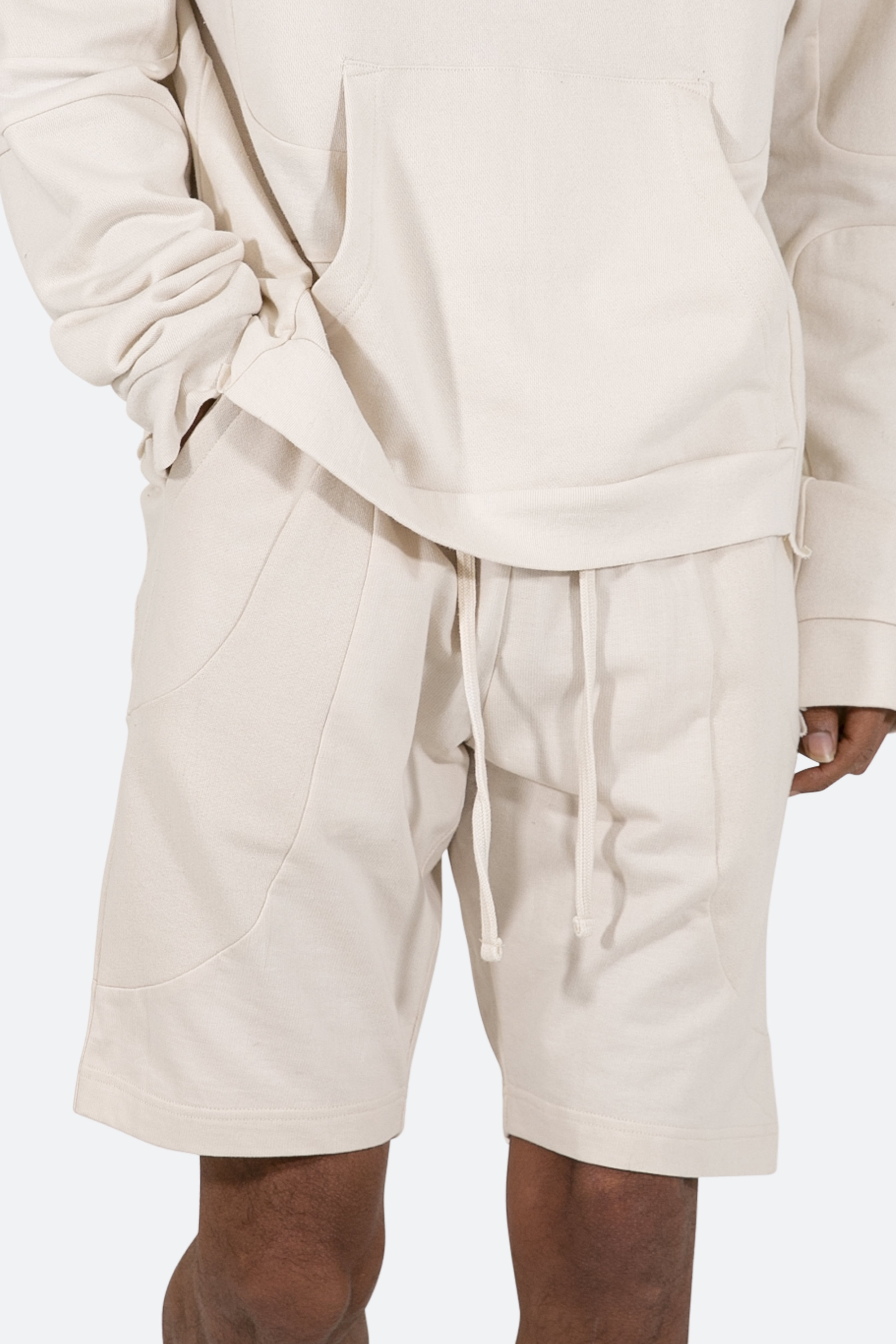 Geo Paneled Sweatshorts - Off White