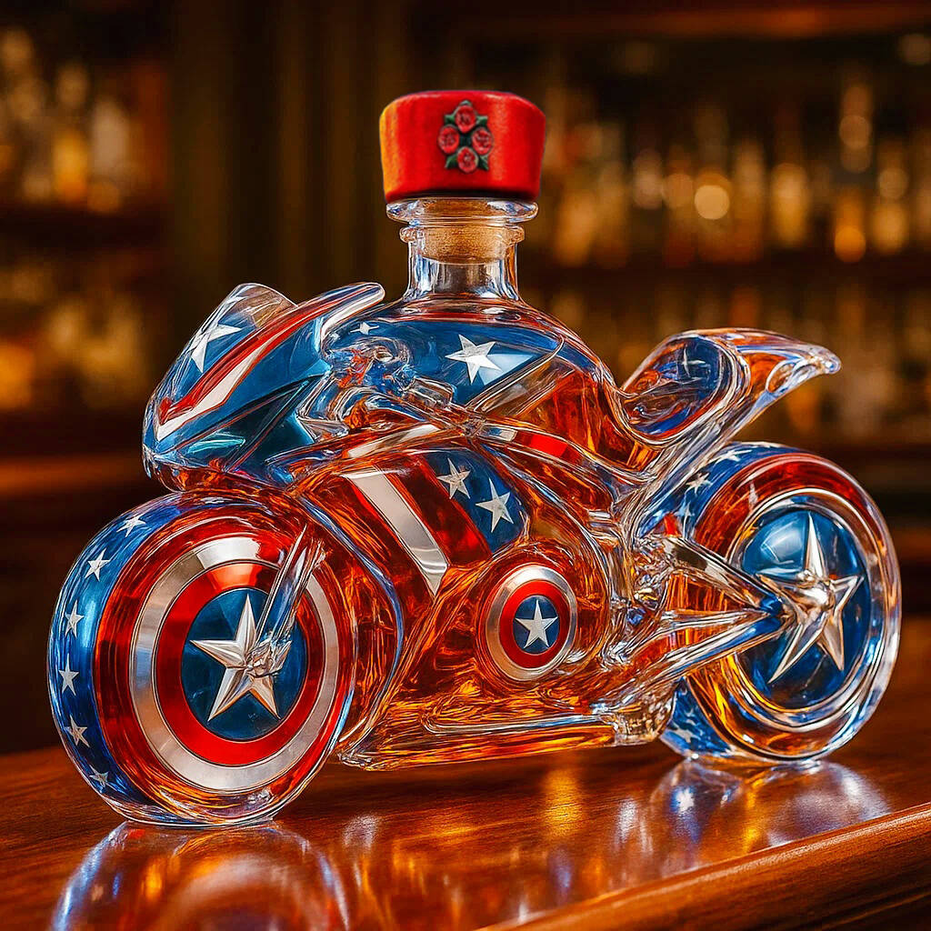 Captain America Motorcycle Whiskey Bottle